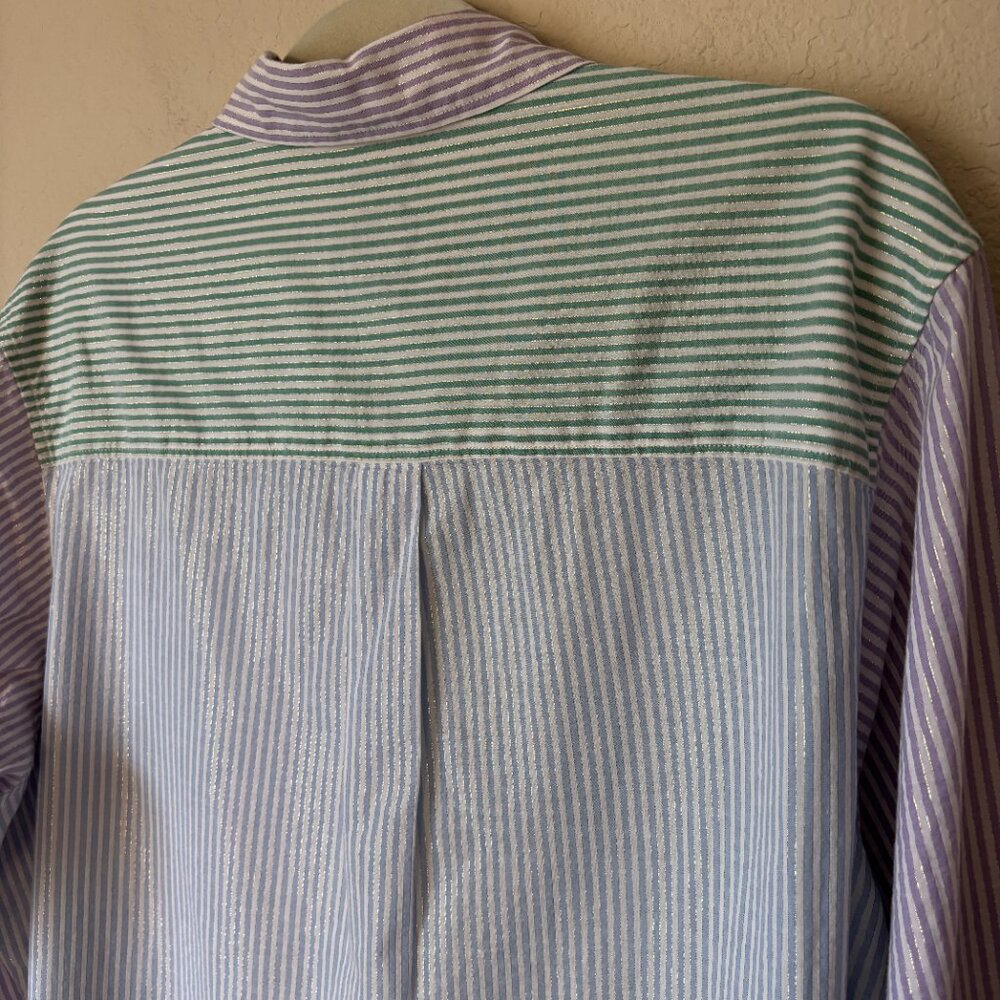 GAP Metallic Mixed Stripe Oversized Button Up Big… - image 11